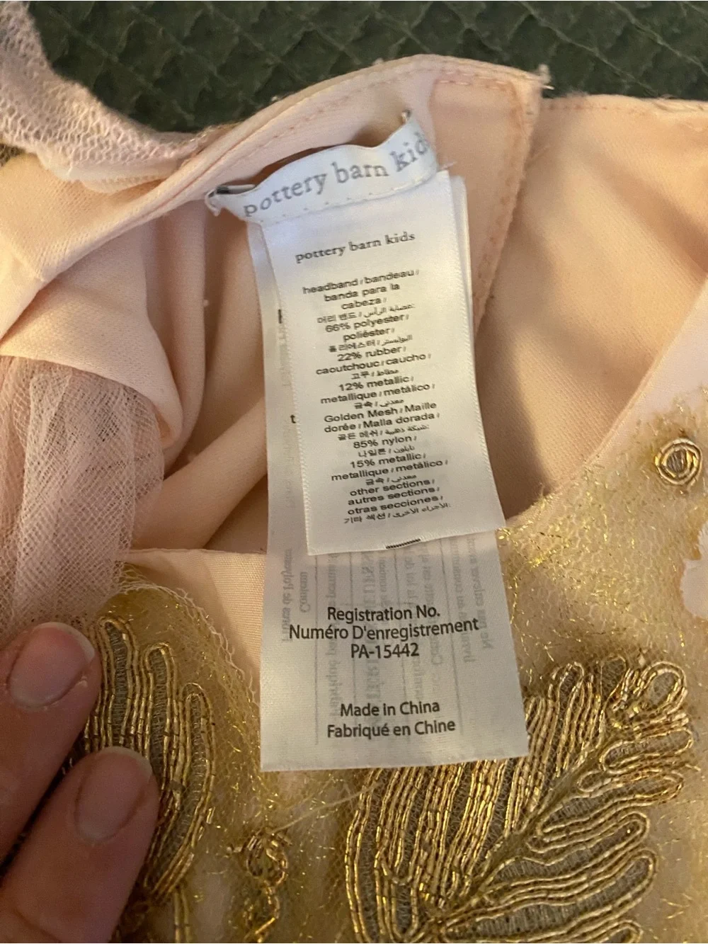 Pottery Barn Kids Pink Tulle Dress with Gold Embroidery